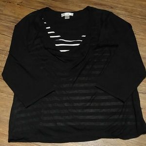 CJBanks black/white 3/4 sleeve top
